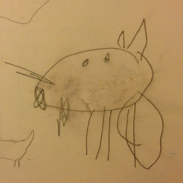 big bad wolf original doodle by a four year old girl